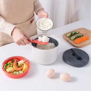 AXIM Rice Cooker for Microwave,2 L Rice Maker Microwave Pasta Cooker,Microwave Vegetable Steamer with Strainer,Dishwasher Safe (Orange+Steam Plate)