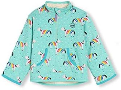 kIDio Organic Cotton Baby Infant Toddler Reversible Fleece Jumper - Boy Girl (0-4 Years) (24M (18-24 Months), Turquoise Zebra)