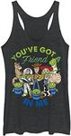 Pixar Women's Toy Story Friend in Me Scene Racerback Tank Top, Black Heather, Medium