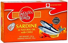 Golden Prize Sardine in Natural Oil with Chili 125Gms Each - Pack of 4 Units