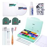 HIMI Gouache Paint Set, 41 Pcs Professional Art Painting Supplies Set with HIMI 24 Gouache Paints, 6 Paint Brushes, 2 Canvas Boards, Palette, Paint Knife, Moisturized Mildew Gouache Spray, and White Paint Refill(100ml), Great Artist Paint Kit for Artist, Beginner, and Adults