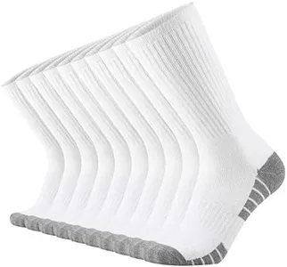 ONKE Max Full Cushion Crew Socks for Men M-XXL Athletic Work Boots Heavy Duty Steel Toe Thick Warm Moisture Wicking Control(White XL)