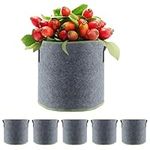 5-Pack - 136 Litre Grow Bag Vegetable Fabric Plant Smart High Performnce Pot Air Pruning Continer Hydropoinic Grow Room Tent Indoor & Outdoor Patio Planter Grey