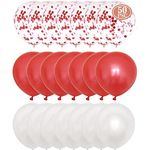 HBell 50pcs Red White Balloons Set,Red Confetti Balloons White Balloons 12inch Birthday Latex Party Balloons for Birthday Party Wedding Baby Shower Holiday Party Decoration (Red)