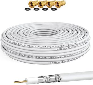 HB-DIGITAL 10m Cable Coaxial HQ-135 Cable de Antena 135dB Cable SAT 8K 4K UHD 4 Veces Apantallado Para Sistemas DVB-S / S2 DVB-C / C2 DVB-T / T2 DAB+ Radio BK + 4 F-Plug GRATIS