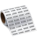 Consecutive Number Label Stickers Waterproof Inventory Number Stickers for Inventory Storage Classification, 0.39 x 0.78 Inch (0001 to 2000)