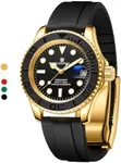 GUANHAO Men's Automatic Mechanical Diving Watch， 40mm Luminous Dial， 100M Waterproof， Luxury Fashion Business Casual Sport Designer Genuine Watch with Calendar， Rubber