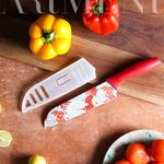 The Artment your artistic apartment PopCut 7-Inch Vibrant Kitchen Knife – Precision Stainless Steel Blade, Non-Slip Ergonomic Handle, Fun Colors – Chopping & Everyday Cooking (1, Red)