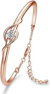 Praelinos Guardián del Amor Corazón Pulsera para Mujer Chapado en Oro Blanco 5A Zirconia Cúbica Joyería Para Regalo Para Esposa Mama Novia Cumpleaños Navidad Aniversario San Valentín