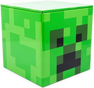 Minecraft Creeper 4-Inch Tin Storage Box Cube Organizer with Lid | Basket Container, Cubby Cube Closet Organizer, Home Decor Playroom Accessories | Video Game Toys, Gifts And Collectibles