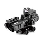 Aomekie Riflescope 4X32 and Red Dot Holographic Riflescope Combo Set with Adjustable Brightness