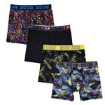 DC Comics Men's Superhero Multipacks with Batman, Flash, Superman & More, Sizes 4, 6, 8, 10, 12 Underwear, 4-Pack Justice League Athletic Boxer Brief, 6 (Pack of 4)