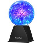 Theefun Blue Plasma Ball: 6 Inch Plasma Globe Touch & Sound Sensitive Plasma Ball Lamp Electric Ball Lightning Toys for Kids, Parties, Home, Prop, Decoration, Birthday Gifts