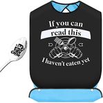 FreeNFond Funny Adult Bibs for Men Women Elderly Eating Clothing Protectors with Crumb Catcher and Coffee Spoon Gag Gifts (Read)