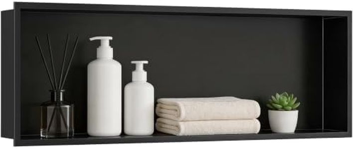 Autopartsfreer Recessed Wall Niche Cabinet 36" x 12", Matte Black Stainless Steel, No Tile Needed, Shower Niche Storage