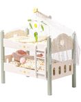 ROBOTIME Baby Doll Bunk Bed, Wooden Doll Crib for 18 Inch Dolls, American Girl Doll Furniture Toy with Bedding (Green, 2 Pcs Beds)