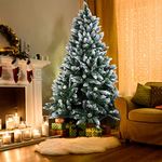 NONMON 1.5 m 5 ft Christmas Tree Snowy Effect with Pine Cone Metal Stand Flocked Tips, 150 cm Artificial Tree Easy Assembly for Xmas Indoor Home Office Party Outdoor Decoration