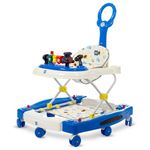 Mee Mee Baby 2-in-1 Walker Cum Rocker with 3 Level Adjustable Height | Musical Toy Tray | Parental Push Handle | Anti - Skid Mechanism| Foot Protector Mat | Age 6-18 Months| 15kg | Blue