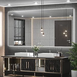 TETOTE 72 x 36 Inch LED Mirror Bathroom Backlit,AntiFog,Dimmable,CRI90+,Makeup,Vanity Mirror with Light,Lighted Mirror,Wall Mounted