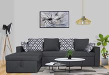 Sofa Architect Skyler 5 Seater Corner Sofa Cum Bed Geometrical Left Hand Side (Grey) - Wood