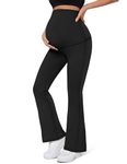 KEEPGYM Buttery Soft Maternity Flare Leggings Over The Belly - High Waisted Pregnancy Bell Bottom Pants for Lounge Yoga Casual, Black, XX-Large