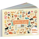 Cupkin Hello Cats Sticker Book Activity for Kids, Toddler Airplane Travel Essentials, 500+ Stickers for Kids 12 Scenes + Coloring Book Pages, Cat Toys for Girls and Boys, Kids Crafts for Ages 2-8