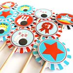 Boy Bowling Cupcake Toppers by Adore By Nat - Girl Kid Birthday Entertainment Sports Party Cake Supplies - Set of 12