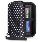 USA Gear Hard Shell Electronic Organizer Travel Case 19 cm with Weather Resistant Exterior and Large Mesh Accessory Pocket - Compatible with Garmin GPS, Chargers, and More Electronics - Polka Dot