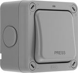 BG Electrical Outdoor Retractive Single Wall Press Switch with LED Indicator, Weatherproof Storm, 2 Way, Grey, 20A, IP66 Rated, WP14