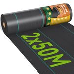 iropro 2m x 50m Heavy Duty Weed Control Membrane Garden Weed Barrier Fabric for Landscaping Driveway Gravel Artificial Grass Lawn Underlay Black Woven Roll Ground Cover