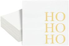 Juvale 50 Pack Christmas Cocktail Napkins for Dessert, Holiday Party Supplies, Gold Ho Ho Ho Design (5 x 5 In)