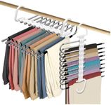 Trrcylp Pants Rack 2Pack Pants Hangers Space Saving, 9 Layer Collapsible Trousers Non Slip Stainless Steel Multifunctional Rack Closet Organizer for Skirts Scarf Jeans Leggings Trousers White