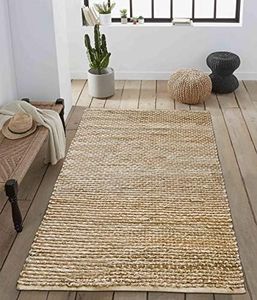 The Home Talk Woven Jute Braided Area Rug Runner- Rustic Vintage Natural Rug for Entryway Living Room Bedroom (3'x5')