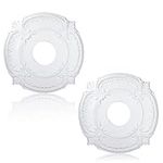 2 Pieces White PU Ceiling Medallion Decorative Ceiling Fan Medallion Round Home Lighting Ceiling Medallion Ring for Light Fixtures Ceiling Fans Chandeliers, 12"OD x 4"ID