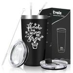 Livole Male Teacher Gifts, Thank You Teacher Gifts for Men, Gifts for Teacher End of The Year, Thanks for Helping Me Grow, 20oz Double Walled Coffee Mug, 600ml Insulated Cup with Straw and Lid