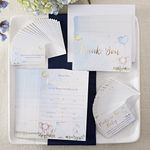 Elephant Baby Shower Invitation & Thank You Card Bundle - Blue (Set of 25)