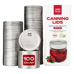 FORJARS - Canning Lids Regular Mouth, 100-Pack – Create Airtight Seals on Mason Jars to Preserve Food for Meal Prep & Food Storage – 2.7 In. Steel Lids with Silicone Seals – Canning Supplies