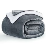 Aisbo Sherpa Fleece Throw Blanket Dark Grey - Fluffy Thick Warm Blanket for Sofa Couch Throw Single Size, Solid Microfiber Bed Blanket Soft Throws for Travel, 130x150cm