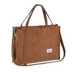 Tote Bag for Women, Large Corduroy Crossbody Shoulder Bag with Pocket for Work College Office(Brown)