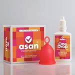 Asan Menstrual Cup (Light/Medium Flow) + Onedrop Cleanser Combo Pack | Easiest Cup To Insert & Remove | Premium Medical Grade Silicone I Designed In The Usa - Red, Pack Of 1