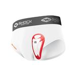 Shock Doctor Boy's Brief, White with BioFlex Cup, Red and White, Regular