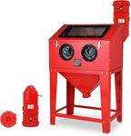 90 Gallon Sandblasting Cabinet, 40-90PSI Sand Blast Cabinet with Dust Collector, LED Lights, Blasting Gun & 4 Ceramic Nozzles, Floor Stand Blast Cabinet for Paint, Rust Removal