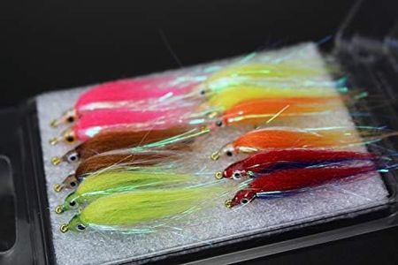 Tigofly 12 pcs 6 Colors Shining Polar Fry Slowly Sinking Salmon Trout Steelhead Minnow Fly Fishing Flies Lures Fly Set-Size #8 (Assorted)