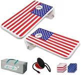 FunWater Cornhole Set Pool Lounge Pong Inflatable with Social Floating 4'x2' Portable Multiple Gameplay American Flag