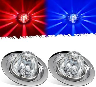 Partsam 2Pcs Glass Lens Watermelon Lights Dual Color Red Blue LED Marker Turn Auxiliary Lights with Stainless Steel Bezel and Base Replacement for Peterbilt Freightliner Trucks Trailers RVs Motohomes