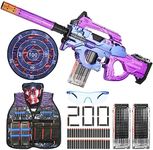 Toy Guns, Automatic Toy Gun for Boys Age 8-12 with Tactical Vest, Electric Toy Foam Blasters & Guns with 2 Magazines, 200 Foam Bullets, Dart Blasters Toys Birthday Xmas Gifts for Kids and Adults 8+