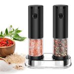 Electric Salt and Pepper Grinder Set: Adjustable Coarseness Pepper Mill Salt Grinders Automatic Salt Grinder Refillable Salt and Pepper Mill 4 AAA Batteries Powered Salt Mills