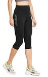 3Colours RGB Proactive Women Yoga Capri Elasticated Waist- 3/4- Polyester Elastane - Snug Fit, High Stretch, Quick Dry-STEP UP (X-Large, Black)