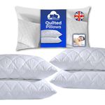 PURE TEXTILES Quilted Pillows 4 Pack Hotel Quality Firm Pillow - Down Alternative, Bed Pillow for Back and Side Sleepers, Anti Allergy Pillow, Luxury Pillows for Bed Hotel Pillows 74cm x 48cm