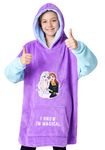 Disney Stitch Fleece Hoodie Blanket for Kids and Teenagers - One Size Fluffy Oversized Hoodie - Stitch Gifts (Purple Frozen)